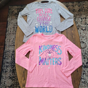 Bundle/Lot of 2 Place Long Sleeve Graphic T-shirts Size Girl's Large 10/12